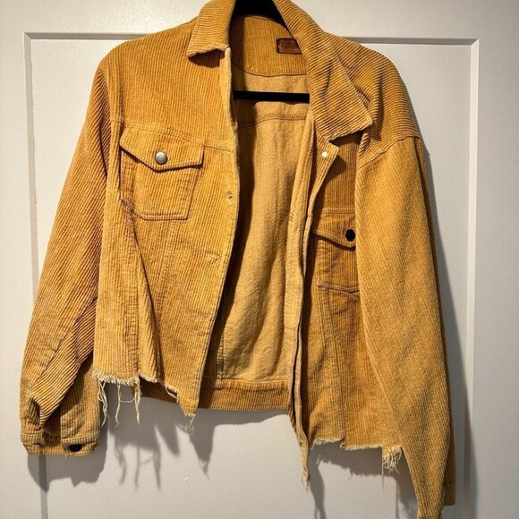 12th Tribe Not Your Boyfriend's Cropped Corduroy Jacket in Mustard Size S - Picture 4 of 5